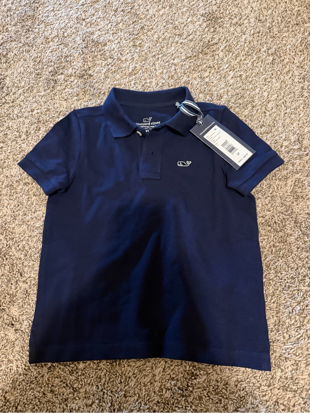 Vineyard Vines Navy Short-Sleeve Polo with Whale Logo